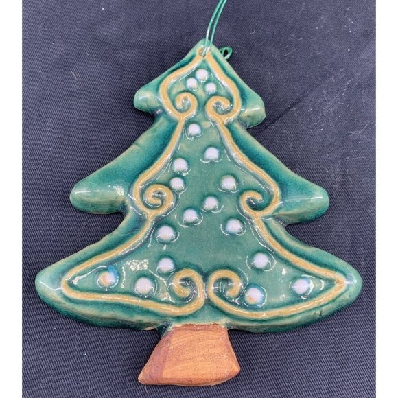 Art Pottery Christmas Tree Christmas Ornament Trivet Decor 6" Tall FLAW - Picture 1 of 8